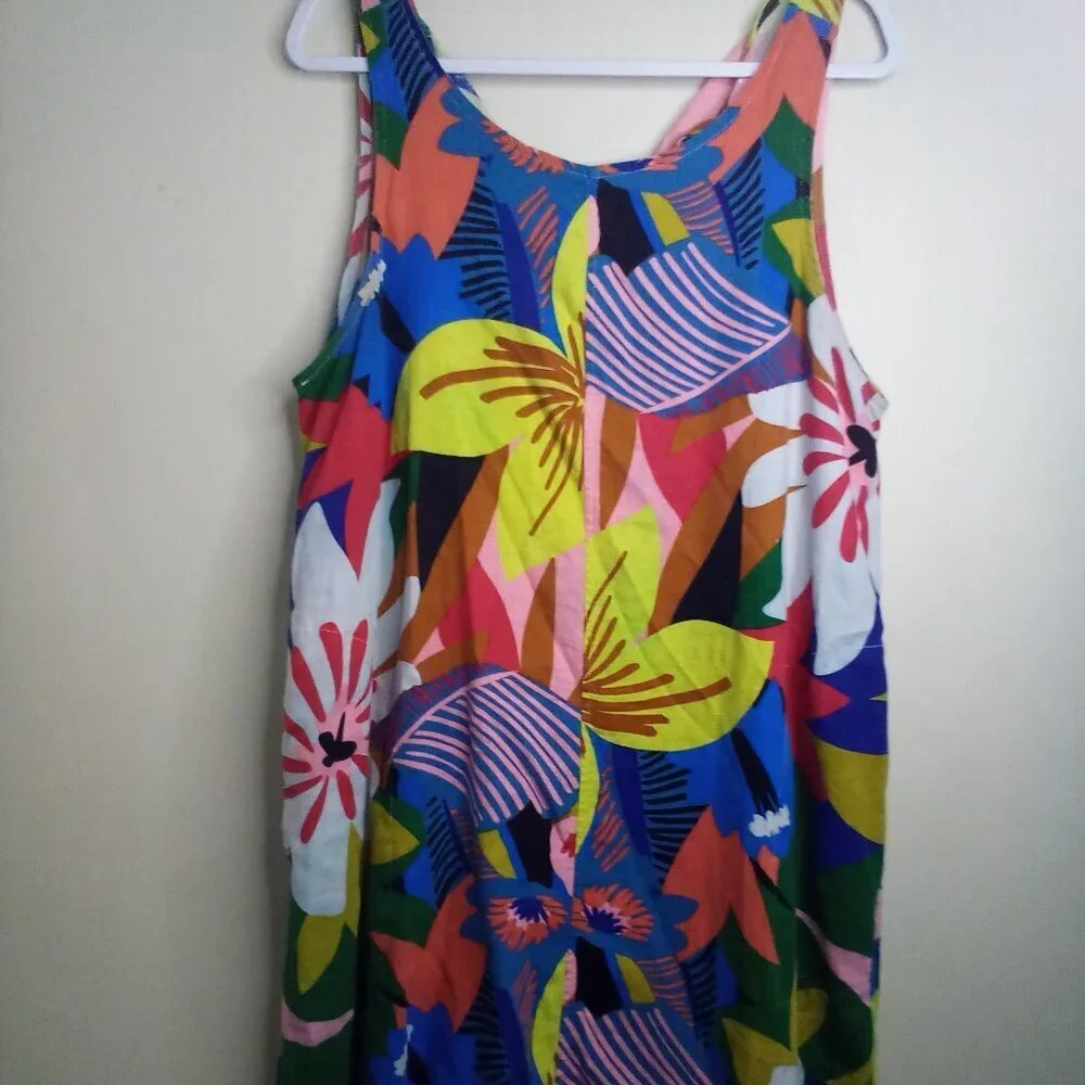 For Cynthia Dress Women XL Sleeveless Loud Pattern Linen Blend Colorful - Picture 1 of 16